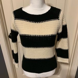 Sanctuary Black and Cream Striped Fitted Sweater